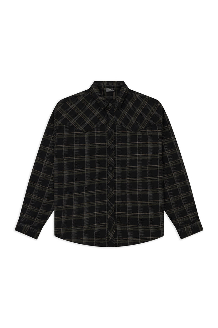 Plaid Long Sleeve Shirt // Black Urban Monkey®