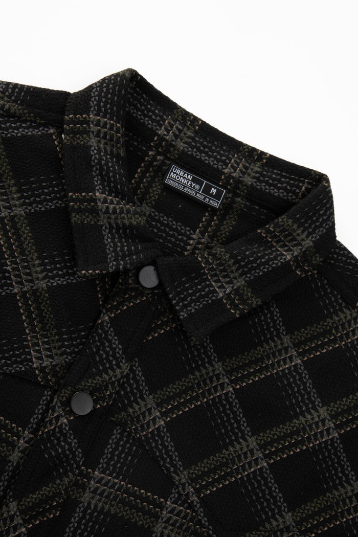 Plaid Long Sleeve Shirt // Black Urban Monkey®