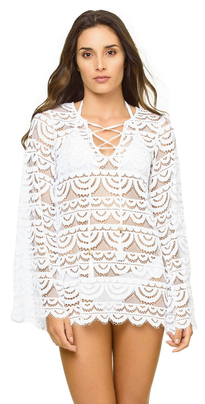 PilyQ Water Lily Noah Tunic in White WAT-445D: