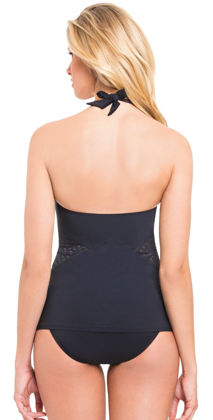 Profile by Gottex Monte Carlo Zip Up Tankini Top in Black E765-1B30-001: