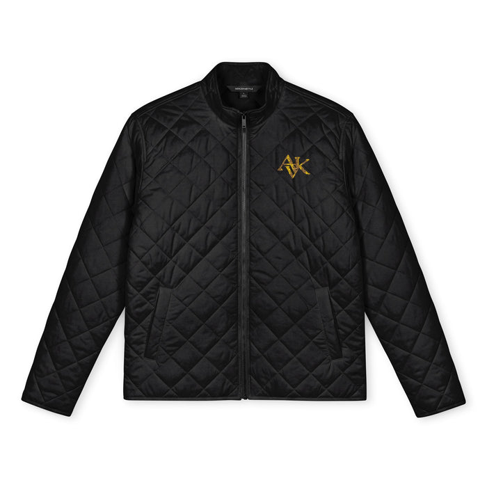 Quilted Full‑Zip Jacket — Embroidered Gold Crest