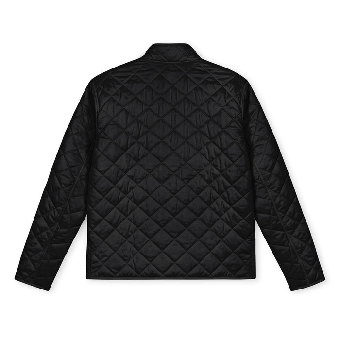 Quilted Full‑Zip Jacket — Embroidered Gold Crest