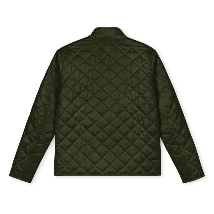 Quilted Full‑Zip Jacket — Embroidered Gold Crest