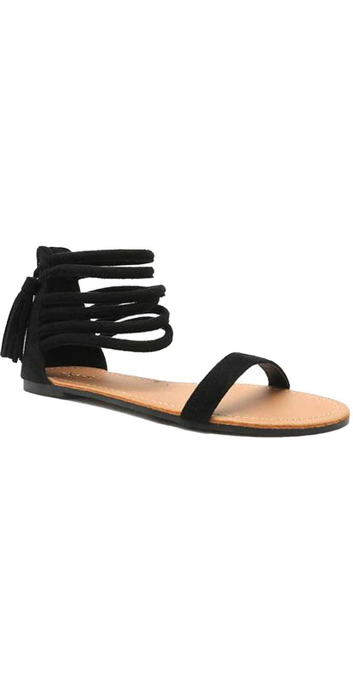 Qupid Shoes Archer Sandal In Black ARCHER-166 Black:
