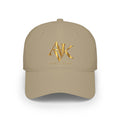 Red Low-Profile Baseball Cap with Gold AKV Monogram – Embroidered Logo Hat