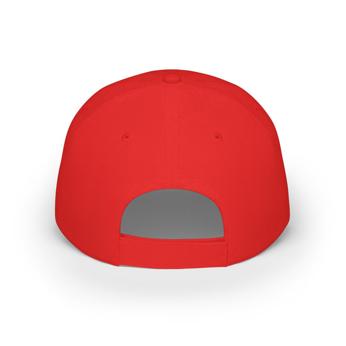 Red Low-Profile Baseball Cap with Gold AKV Monogram – Embroidered Logo Hat