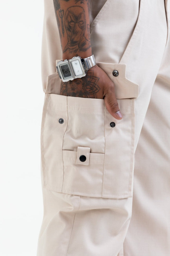 Ripstop Wide Leg Cargo Pants // Beige - Urban Monkey® - CRG001_BEI_S