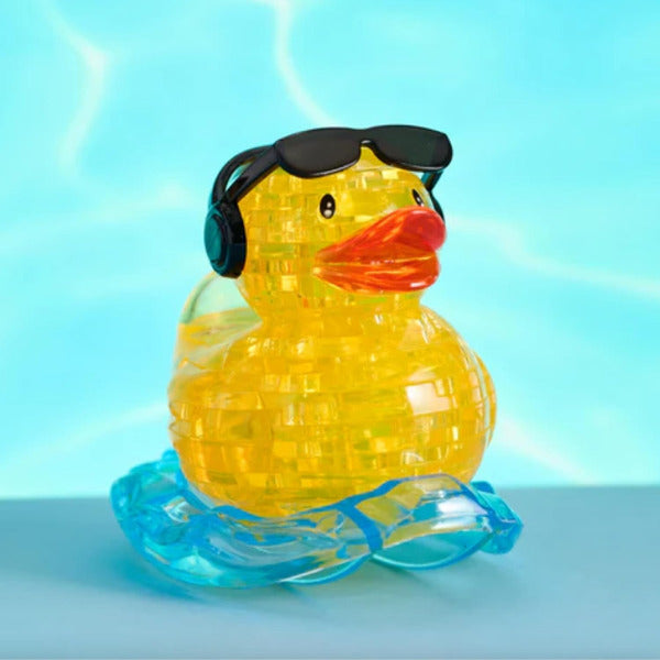 Yellow rubber duck with sunglasses and headphones