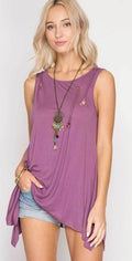 She + Sky Sleeveless Top with Braided Cutout Detail SL5262: