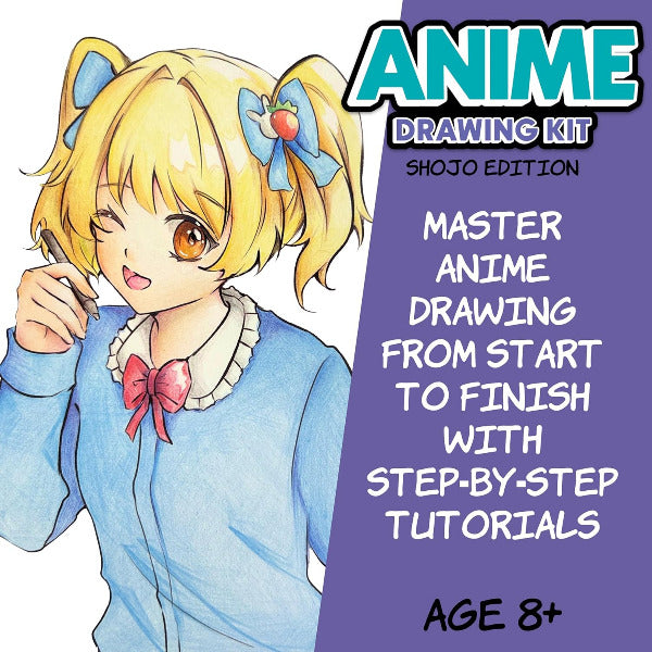 Anime drawing kit for shojo edition with an anime character and text
