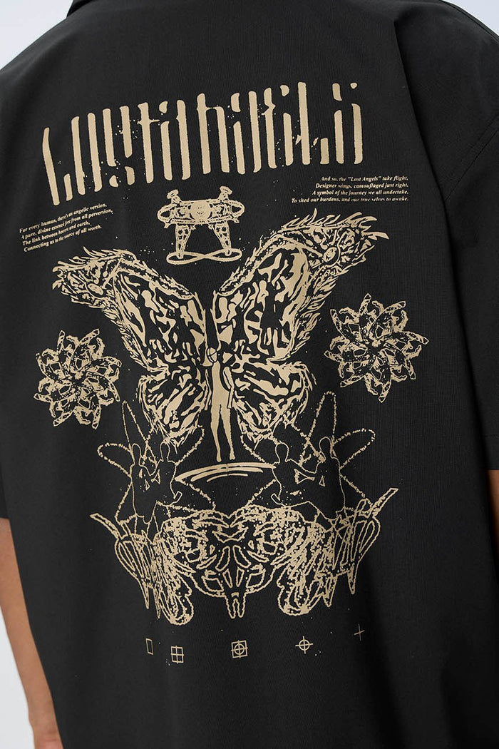 Short Sleeve Black Shirt // Lost Angels - Urban Monkey® - UM24_CORE_SH014_S