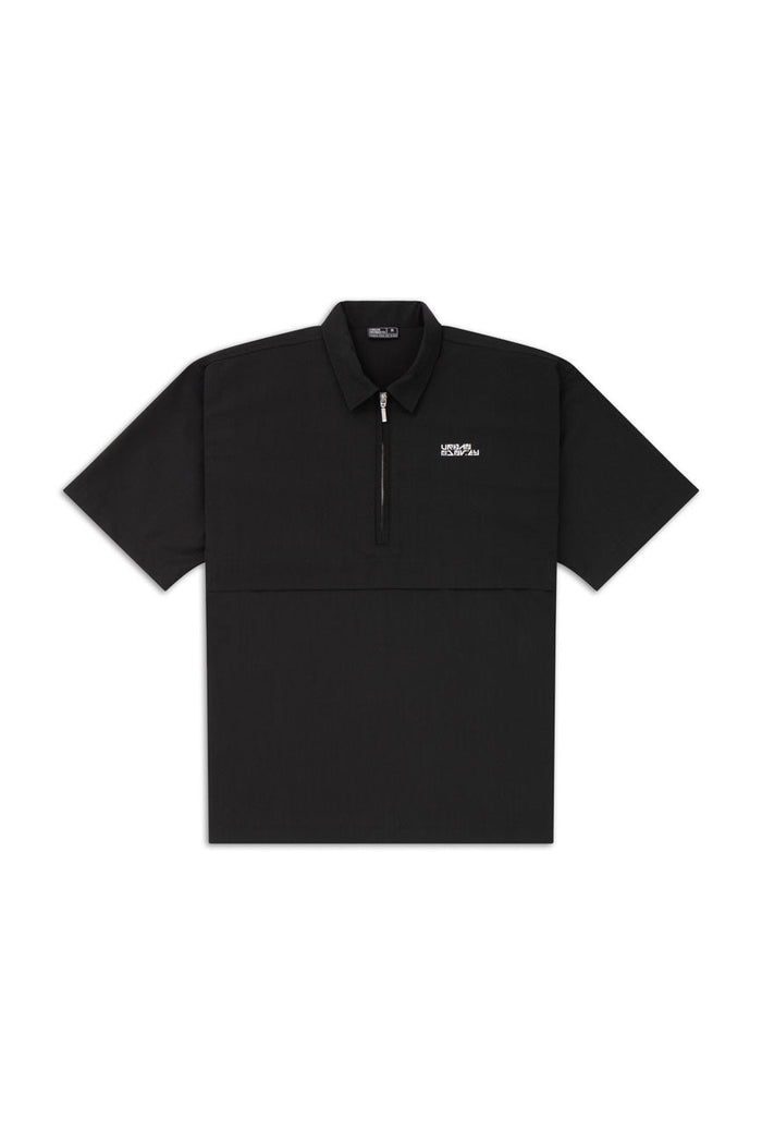 Short Sleeve Half Zipper Shirt // Black - Urban Monkey® - UM24_CORE_SH012_S