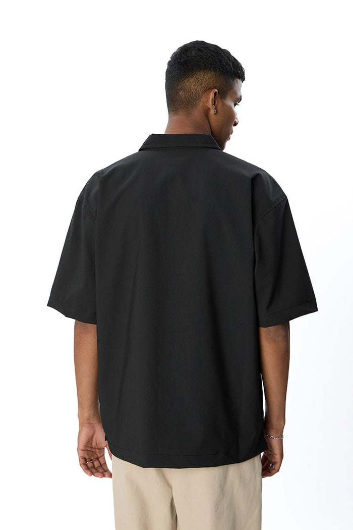 Short Sleeve Half Zipper Shirt // Black - Urban Monkey® - UM24_CORE_SH012_S
