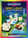 Snap Circuits Bric Light Light-Up Bricks packaging with colorful border and cityscape background.