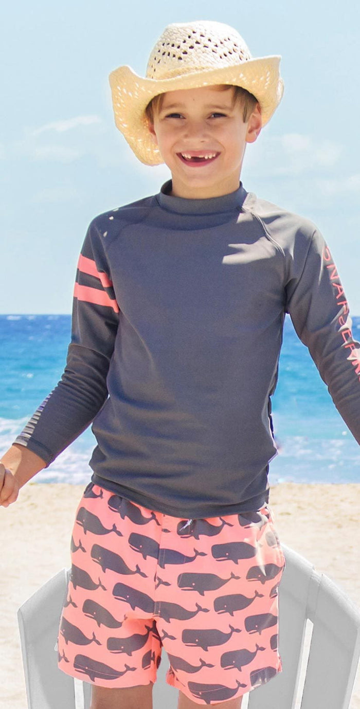 Snapperrock Boy's Arm Band Long Sleeve Rashguard Top in Steel Grey B20056L: