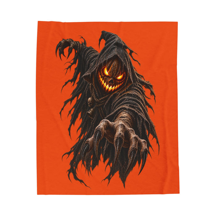 Spooky Pumpkin Reaper Velveteen Plush Blanket