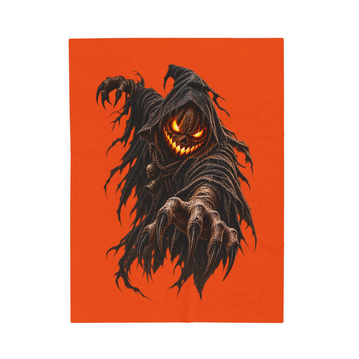 Spooky Pumpkin Reaper Velveteen Plush Blanket