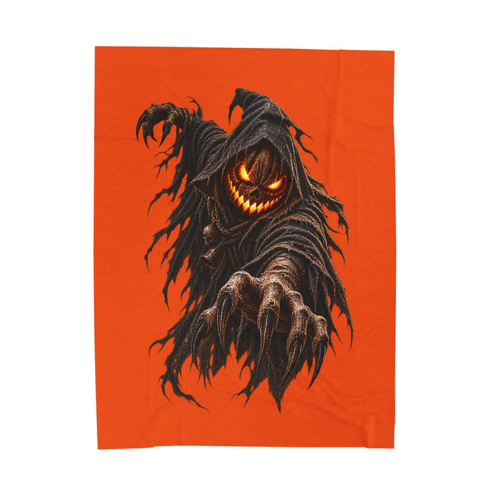Spooky Pumpkin Reaper Velveteen Plush Blanket