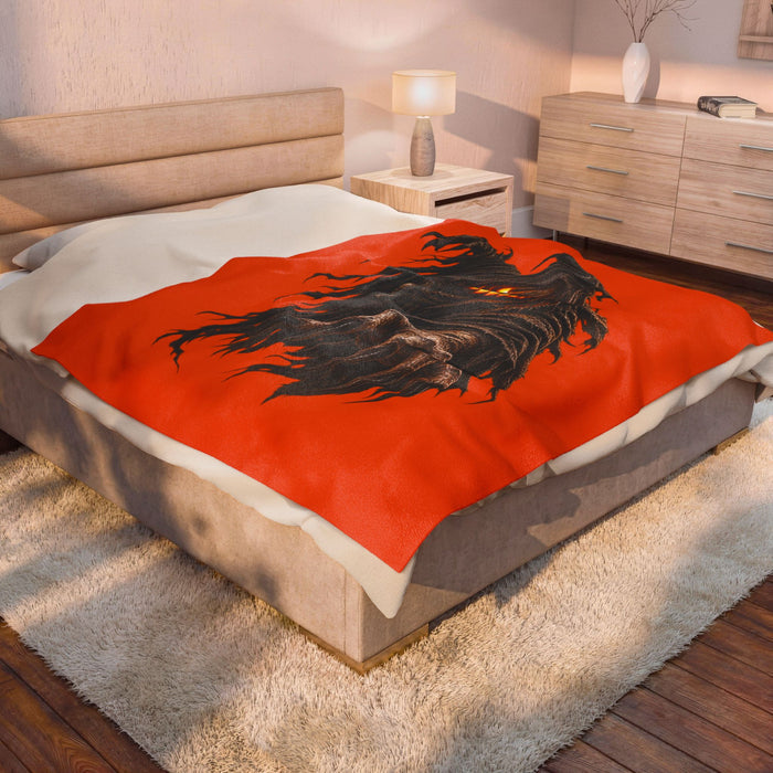Spooky Pumpkin Reaper Velveteen Plush Blanket