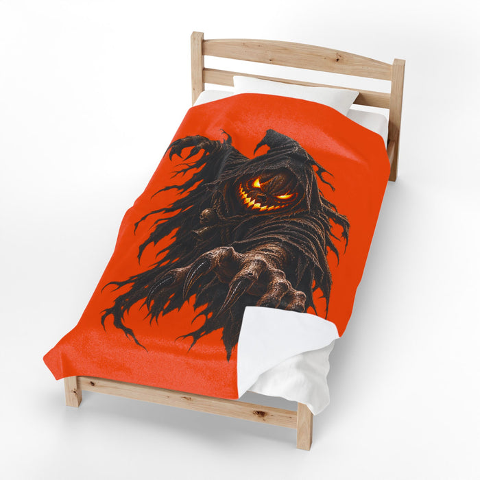 Spooky Pumpkin Reaper Velveteen Plush Blanket
