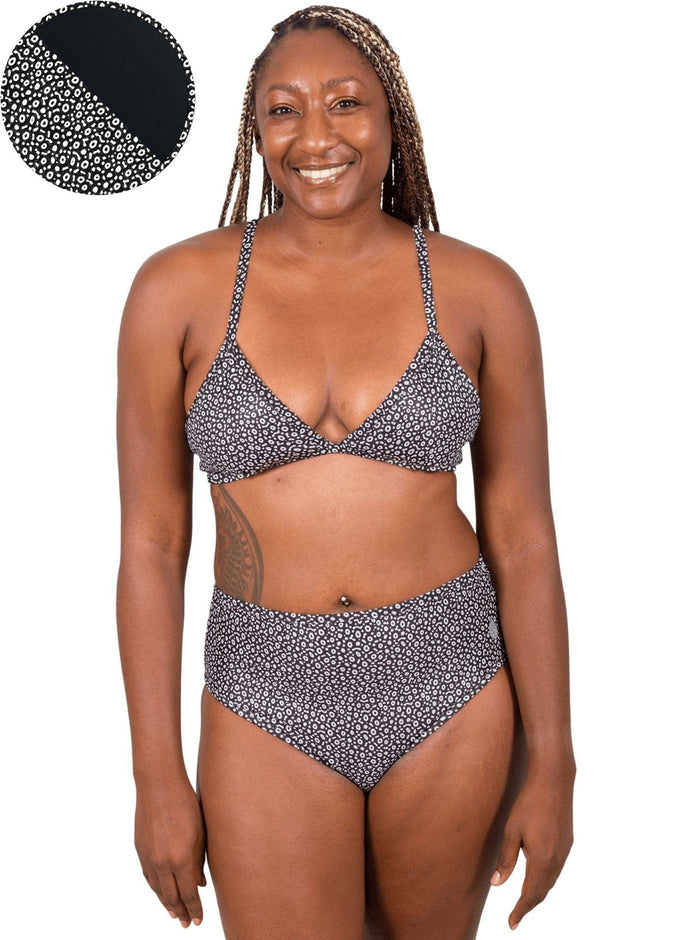 Model: Kayelyn is a marine biologist and underwater photographer. She is 5'4, 146 lbs, 34C and is wearing a size M High-Waisted Bikini Bottom and a M String Bikini Top.