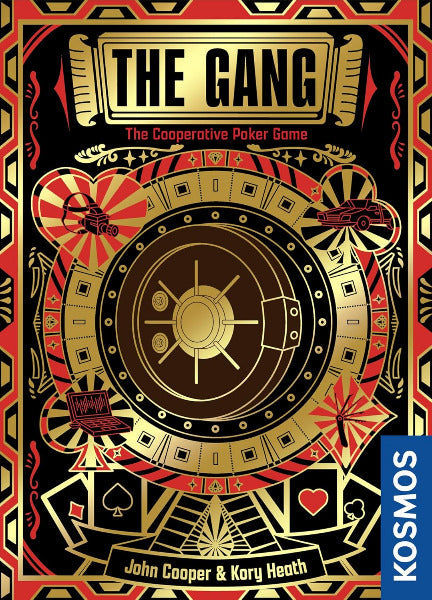 Cover of 'The Gang' cooperative poker game by Kosmos with decorative design elements.