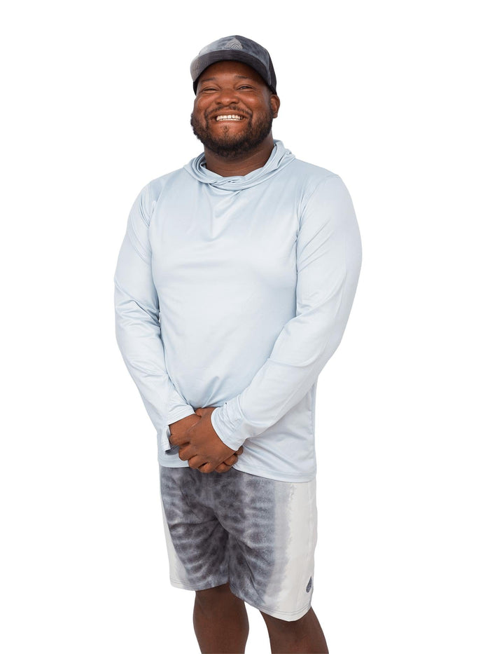 Model: Alex is a fish and wildlife biologist, and science communicator. He is 5’8”, 240 lbs and is wearing size 35 boardshorts and a 2xl sun shirt.