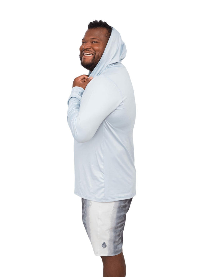 Model: Alex is a fish and wildlife biologist, and science communicator. He is 5’8”, 240 lbs and is wearing size 35 boardshorts and a 2xl sun shirt.