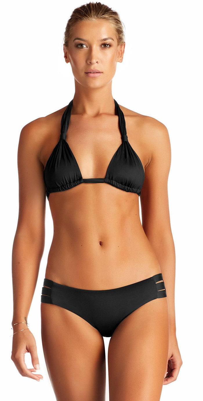 Vitamin A EcoLux Emelia Triple Strap Bottom in Black 717BECB: