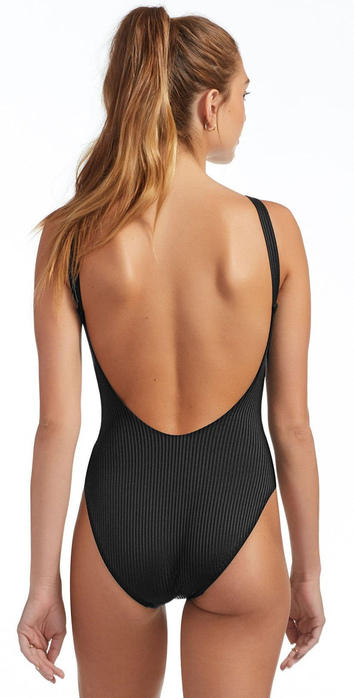 Vitamin A Eco Rib Leah Full Coverage One Piece in Black 76MF ERB: