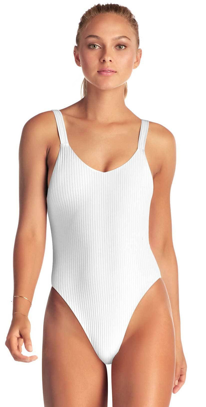 Vitamin A Eco Rib Leah Full Coverage One Piece in White 76MF ERW: