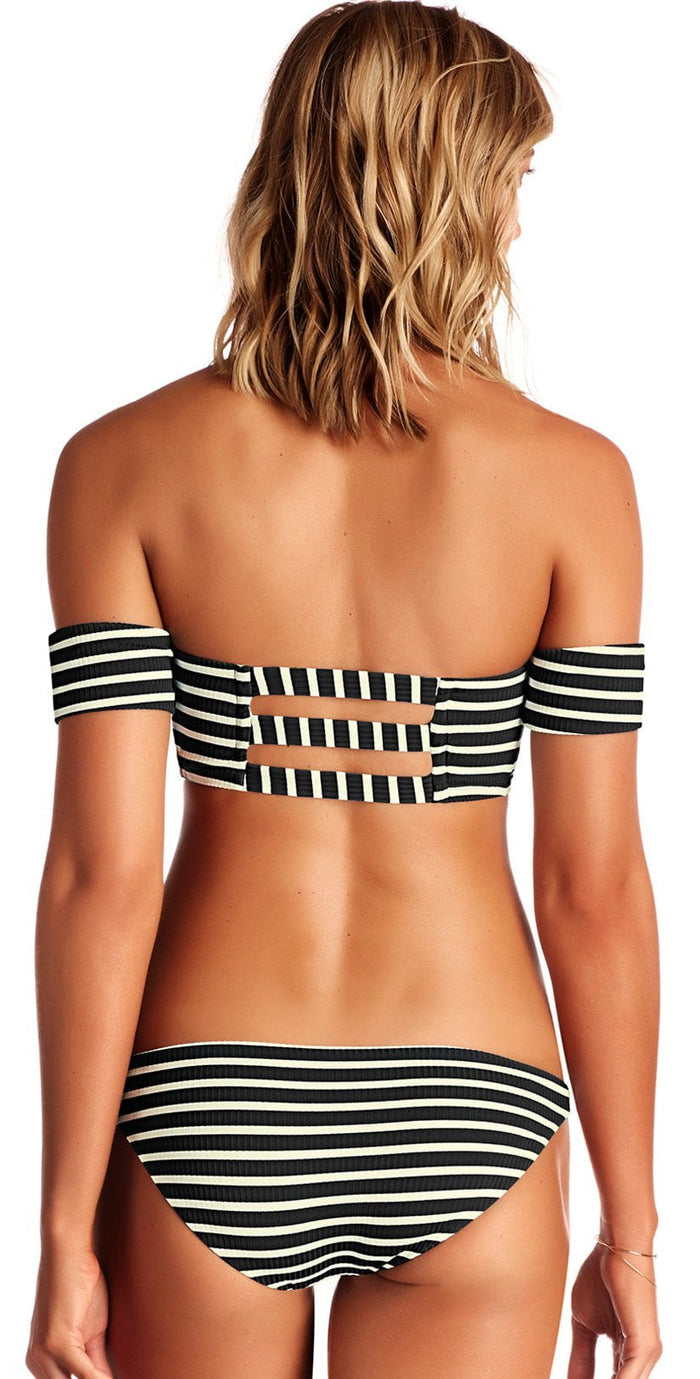 Vitamin A Havana Crop Top in Black Marin Stripe 85T MAR: