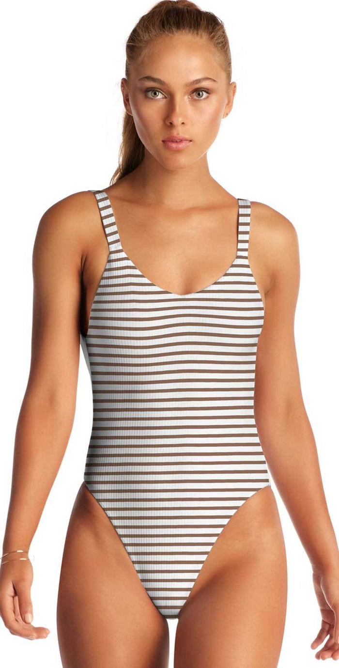 Vitamin A Leah One Piece Bodysuit in Coco Marin Stripe 76M MSD: