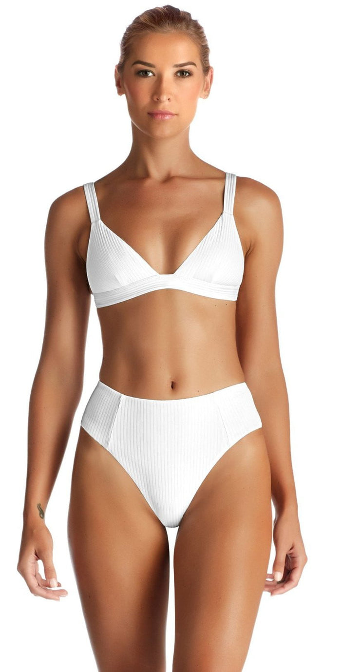 Vitamin A Sienna EcoRib High Waist Bottom in White 814B ERW: