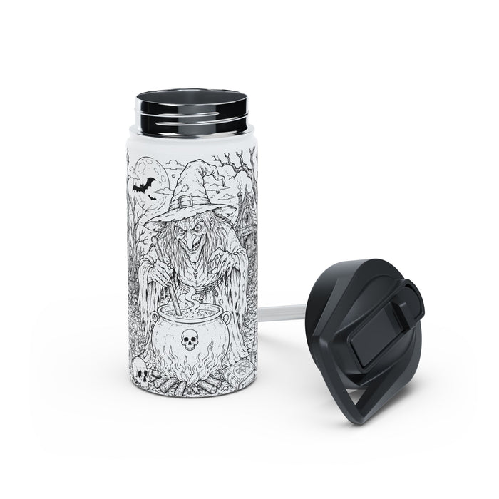Witch Cauldron Stainless Steel Water Bottle — Spooky Halloween Gothic Design