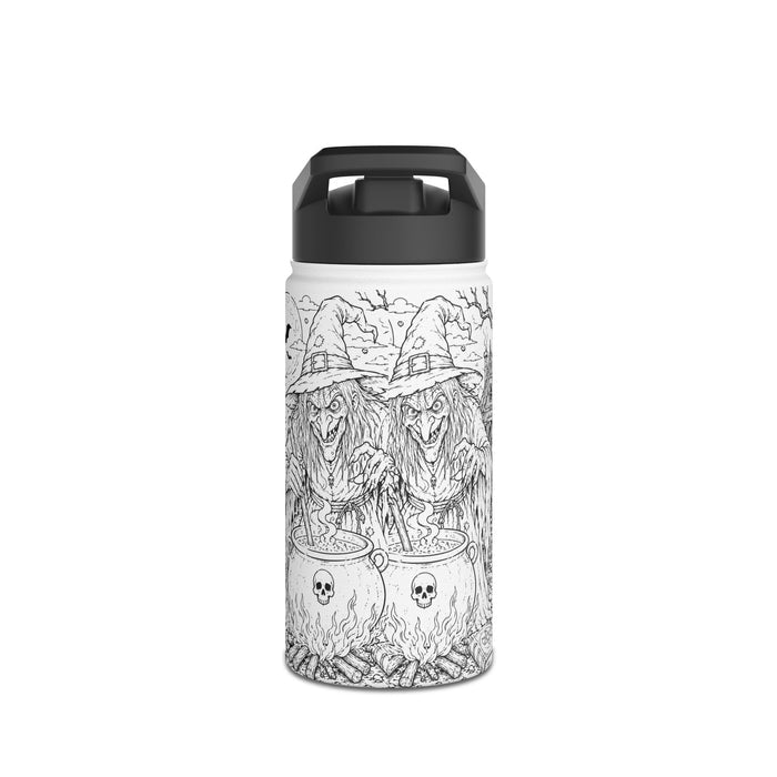 Witch Cauldron Stainless Steel Water Bottle — Spooky Halloween Gothic Design