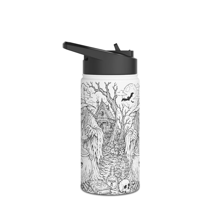 Witch Cauldron Stainless Steel Water Bottle — Spooky Halloween Gothic Design