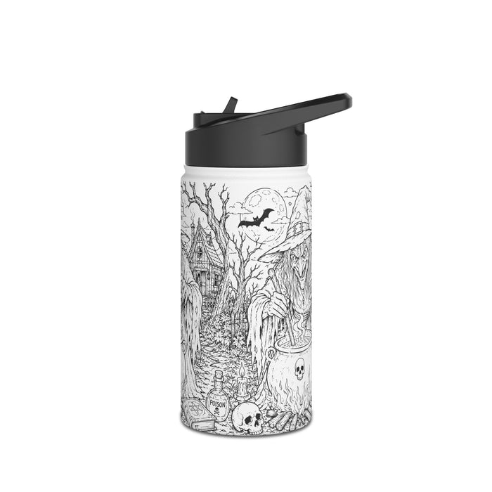 Witch Cauldron Stainless Steel Water Bottle — Spooky Halloween Gothic Design