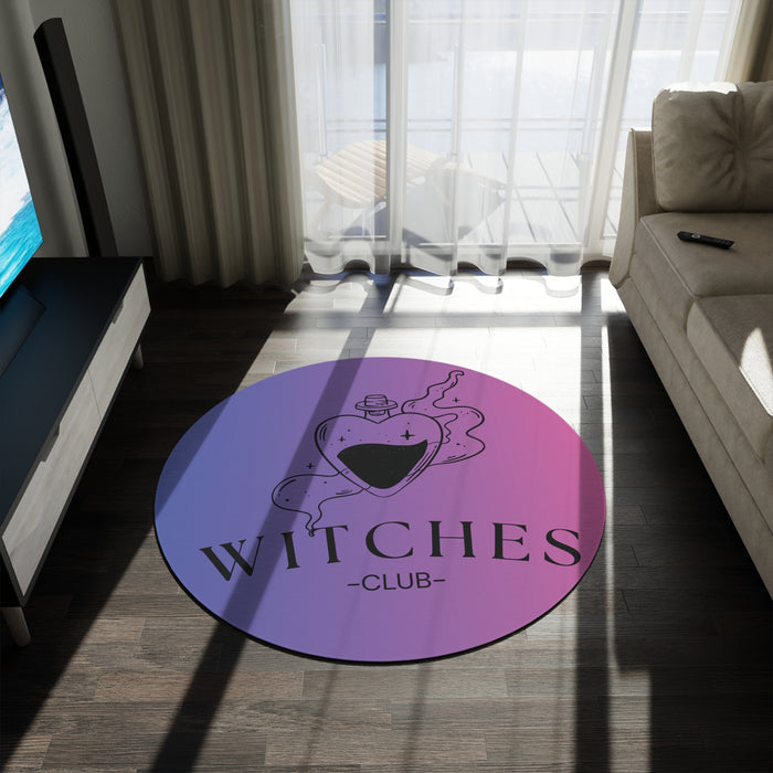Witches Club Round Rug — Mystic Heart Potion Boho Floor Mat
