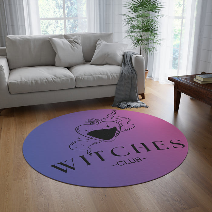 Witches Club Round Rug — Mystic Heart Potion Boho Floor Mat