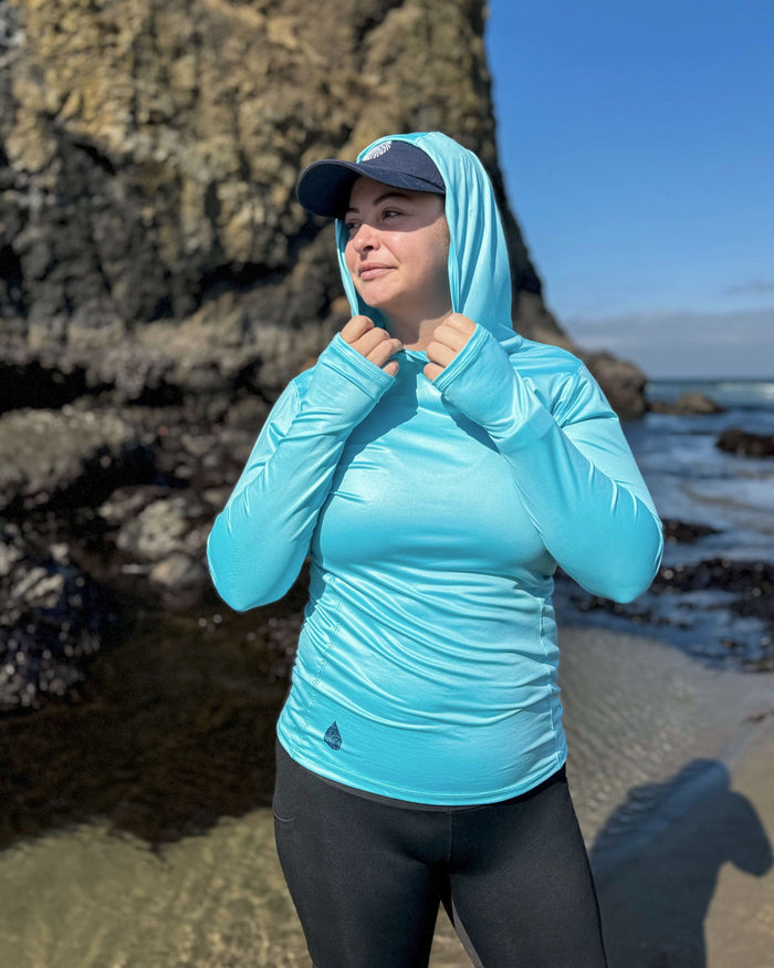 Women's Bahama Blue Hooded Sun Shirt | UPF 50+ | Waterlust