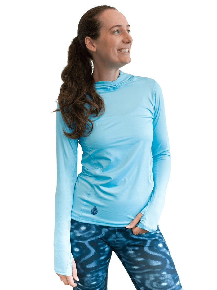 Women's Bahama Blue Hooded Sun Shirt | UPF 50+ | Waterlust