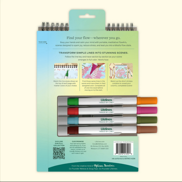 Packaging of Lielines markers with a spiral-bound notebook