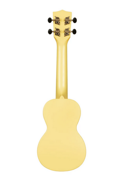 Yellow ukulele on a white background