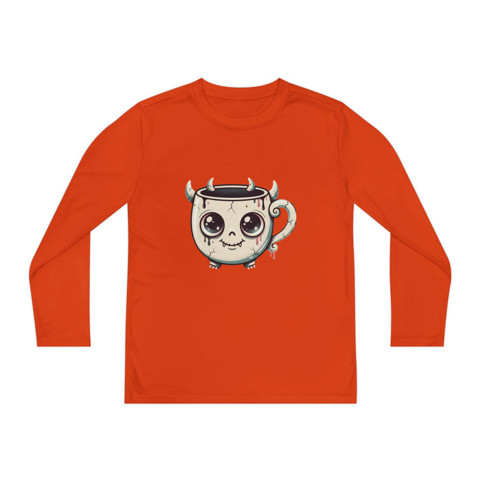 Youth Long Sleeve Tee — Kawaii Skull Coffee Mug Graphic