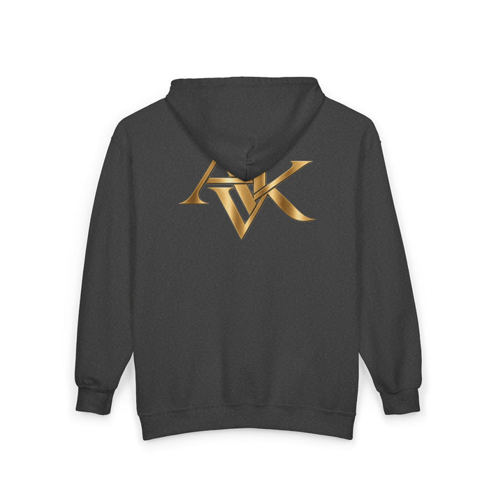 Zip Hoodie - Gothic Phoenix & Gold Monogram Full-Zip Hooded Sweatshirt